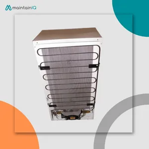 Condenser coil tubing mounted on the back of a refrigerator