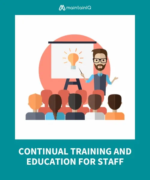 Illustration of a trainer presenting to a group of staff